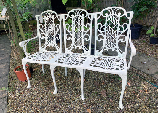 The Foalyard Jardine Leisure Aluminium Victorian Bench Three Seater White