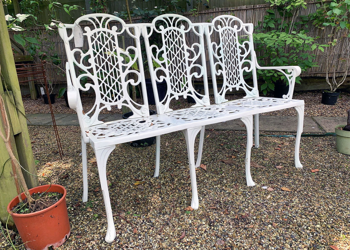 The Foalyard Jardine Leisure Aluminium Victorian Bench Three Seater White Garden