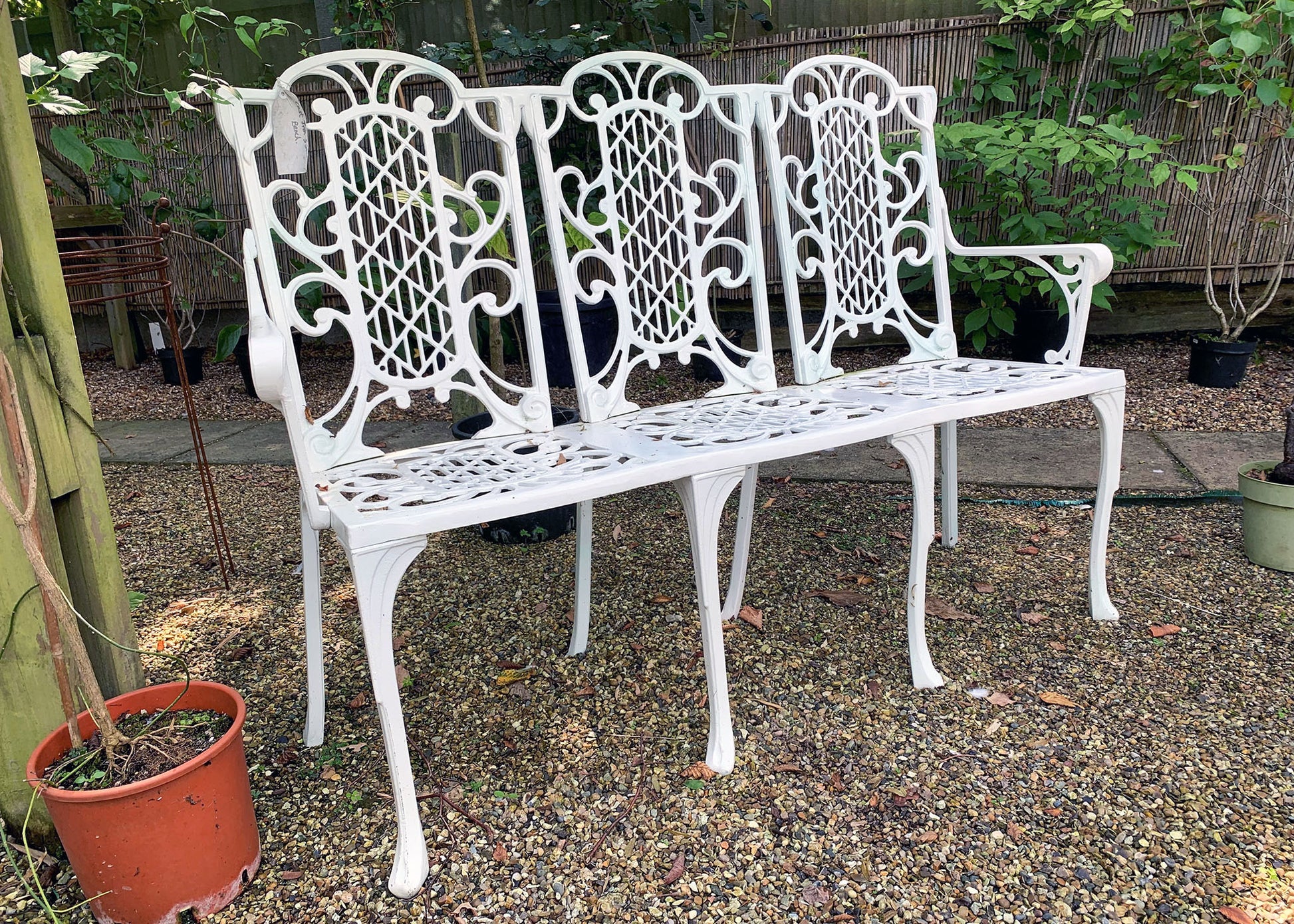 The Foalyard Jardine Leisure Aluminium Victorian Bench Three Seater White Garden