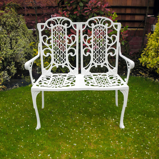 The Foalyard Jardine Leisure Aluminium Victorian Bench Two Seater Garden White