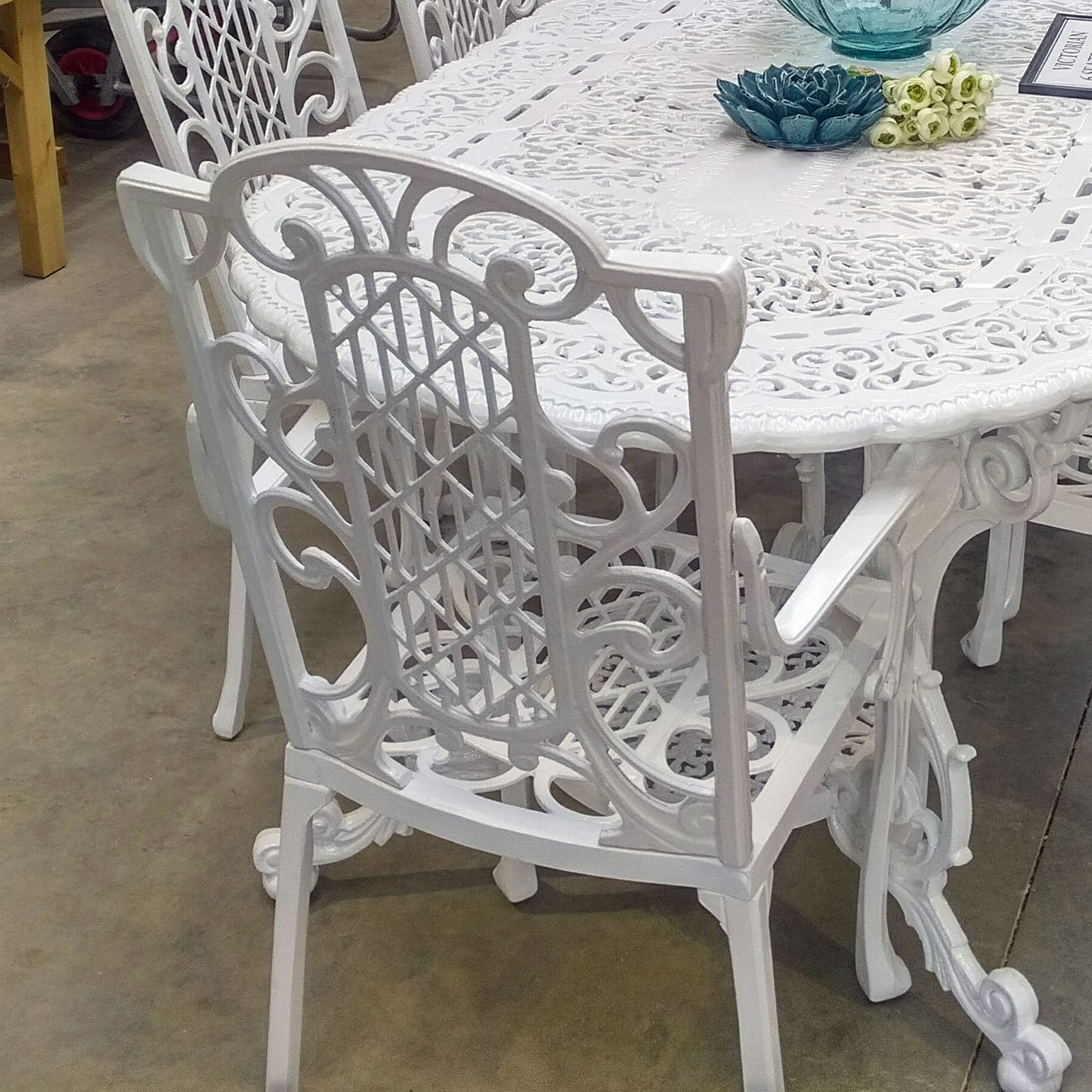 The Foalyard Jardine Leisure Aluminium Victorian Carver Chair Garden Old English White