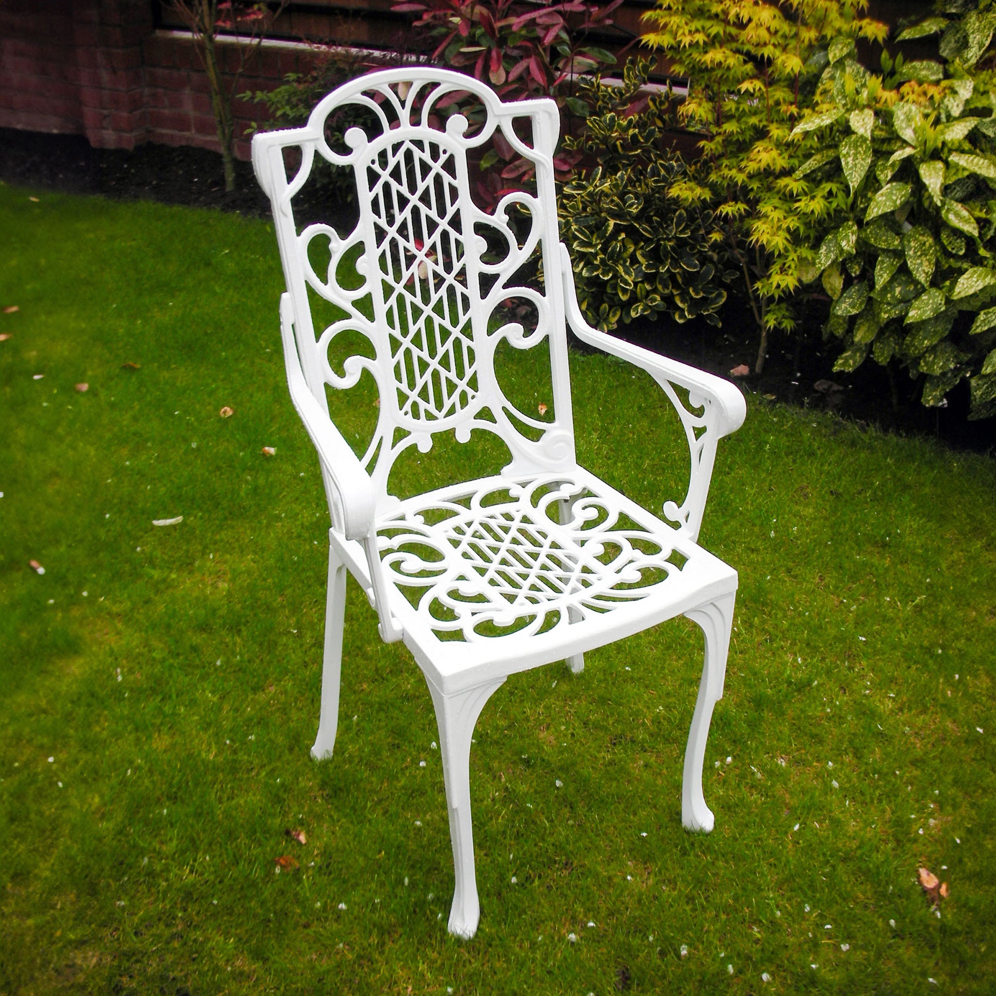 The Foalyard Jardine Leisure Aluminium Victorian Carver Chair Garden White