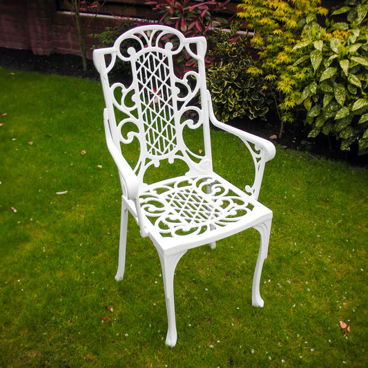 The Foalyard Jardine Leisure Aluminium Victorian Carver Chair Garden White