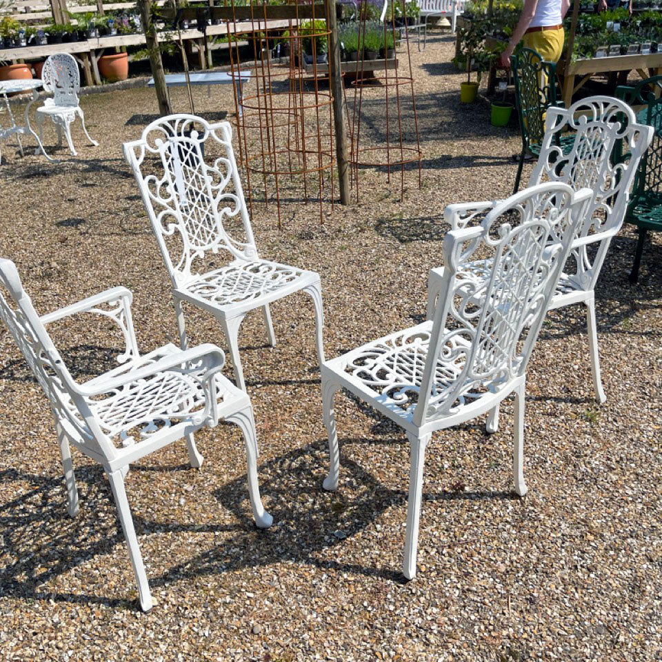 The Foalyard Jardine Leisure Aluminium Victorian Diner and Carver Chairs Garden White