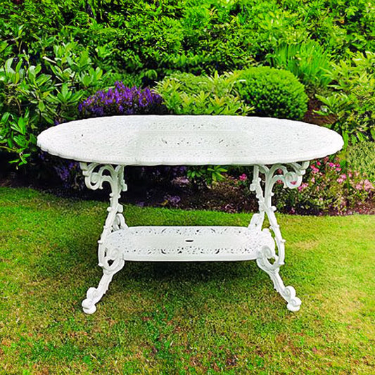 The Foalyard Jardine Leisure Aluminium Victorian Mini Grand Table 141x95cm White