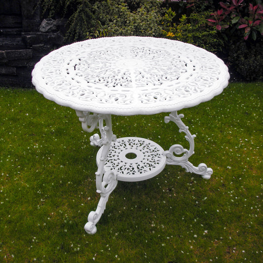 The Foalyard Jardine Leisure Aluminium Victorian Round 94cm Table White Garden