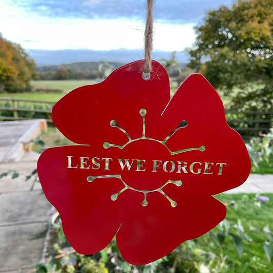 The Foalyard PoppyForge Hanging Poppy Lest We Forget Britain Metal Decor Red