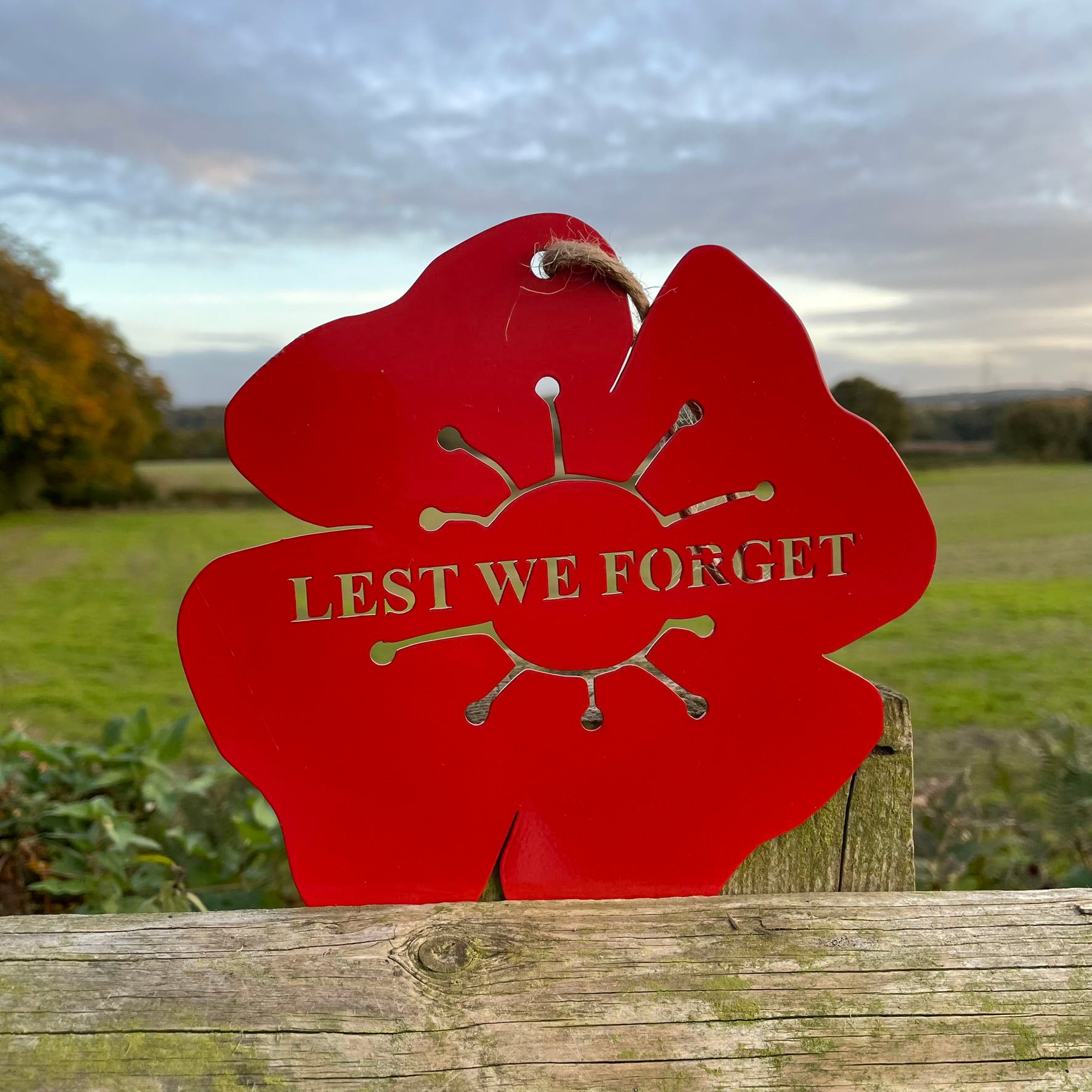 The Foalyard PoppyForge Hanging Poppy Lest We Forget Britain Red Solid Steel