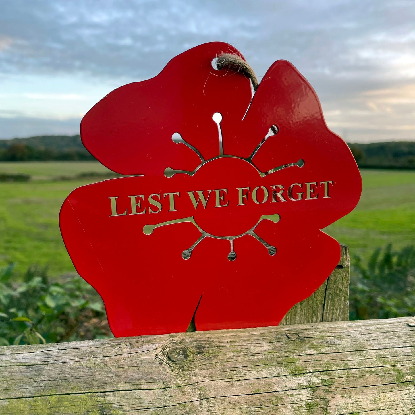 The Foalyard PoppyForge Hanging Poppy Lest We Forget Britain Solid Steel Red
