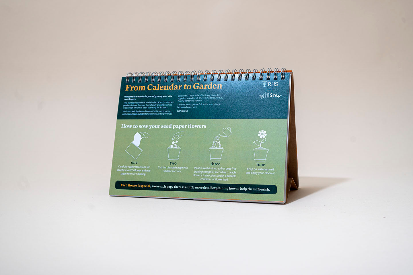 TheFoalyard RHS Willsow Plantable Desk Calendar instructions