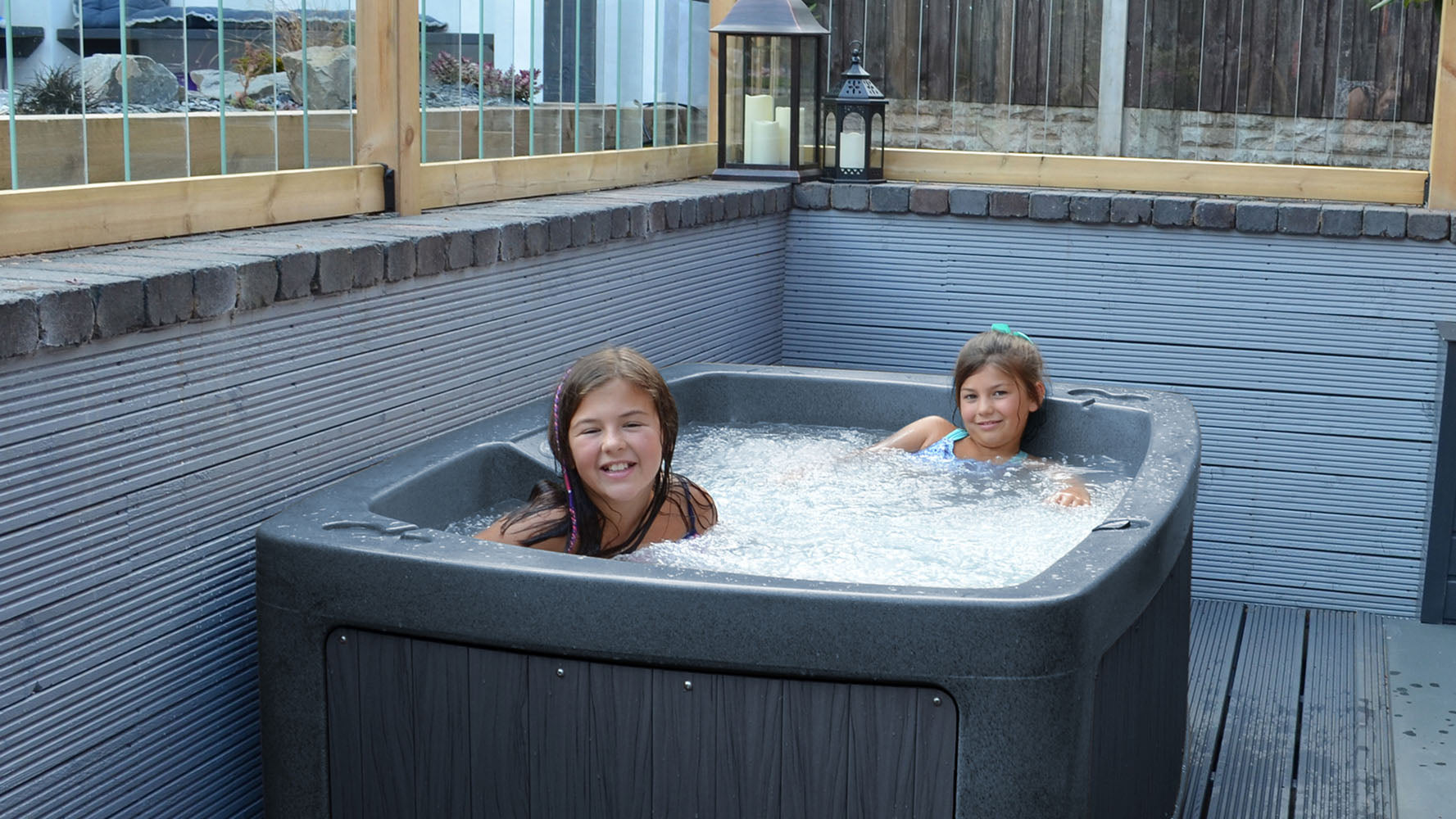 TheFoalyard RotoSpa DuoSpa S240 hot tub Granite Grey with Dark Grey panels - children