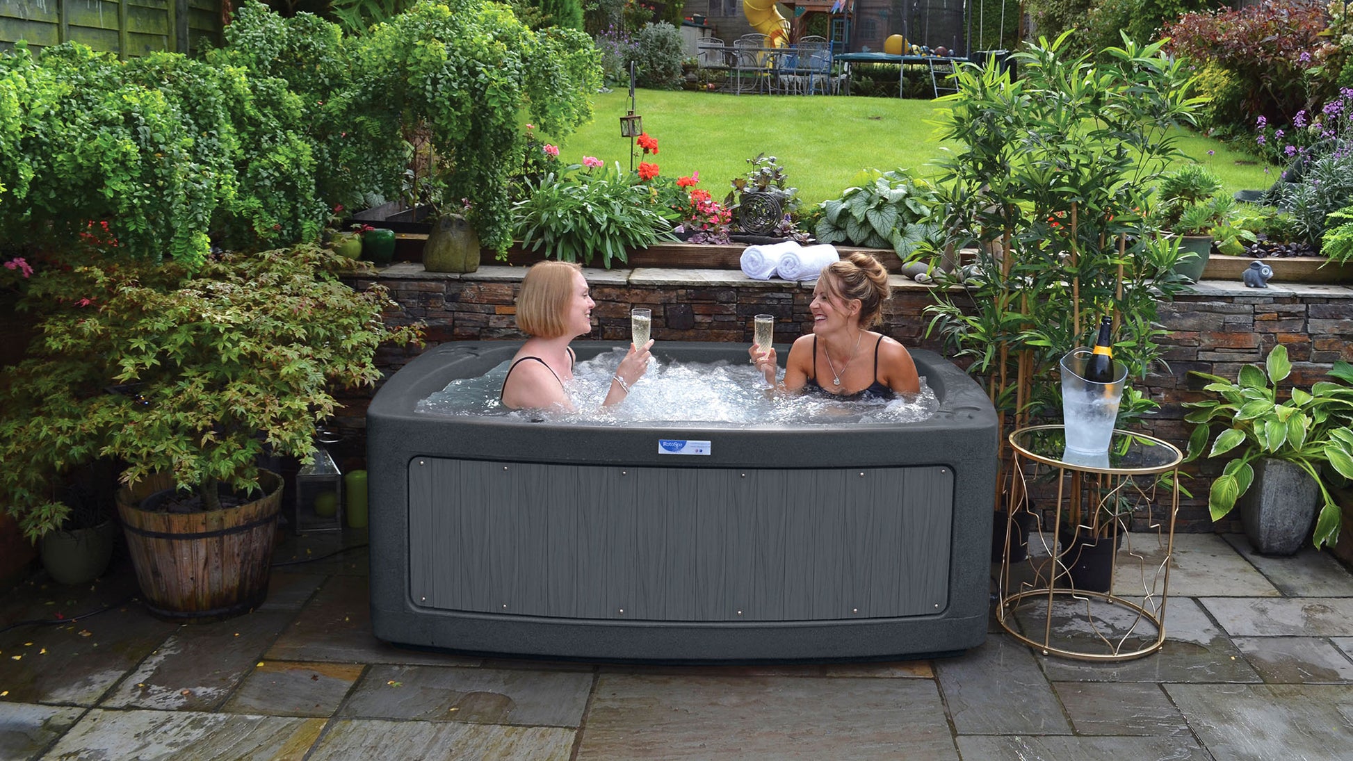 TheFoalyard RotoSpa DuoSpa S240 hot tub Granite Grey with Dark Grey panels - two persons