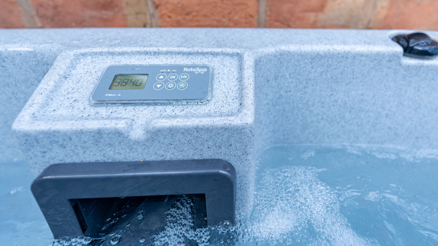 TheFoalyard RotoSpa DuoSpa S240 hot tub Light Grey with Grey panels - controls