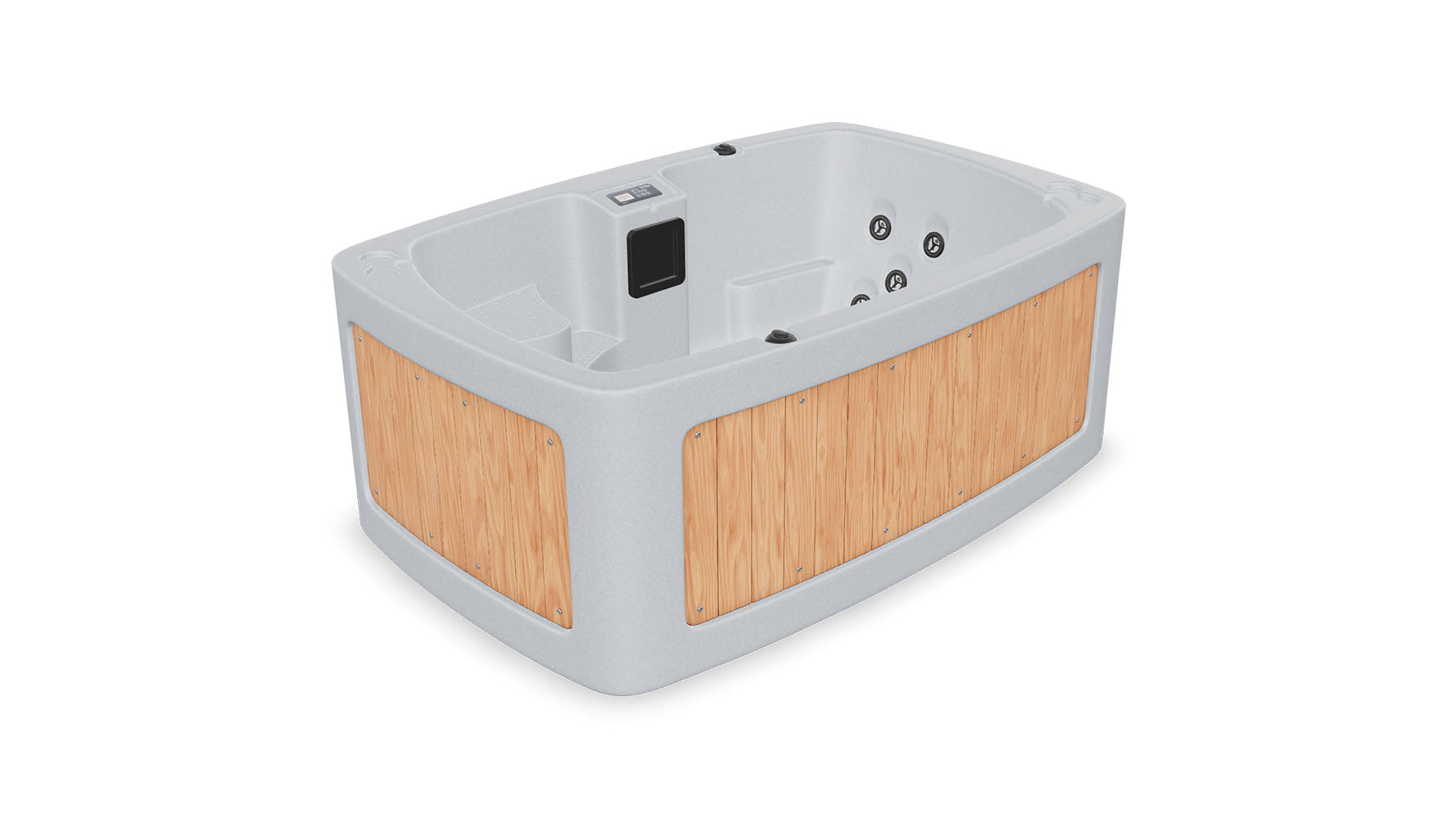 TheFoalyard RotoSpa DuoSpa S240 hot tub Light Grey with Teak panels
