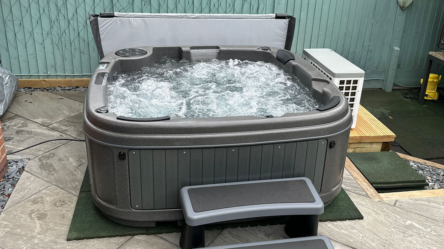 TheFoalyard RotoSpa DuraSpa S380 hot tub Granite Grey with Dark Grey panels 5 6 persons air source heat pump