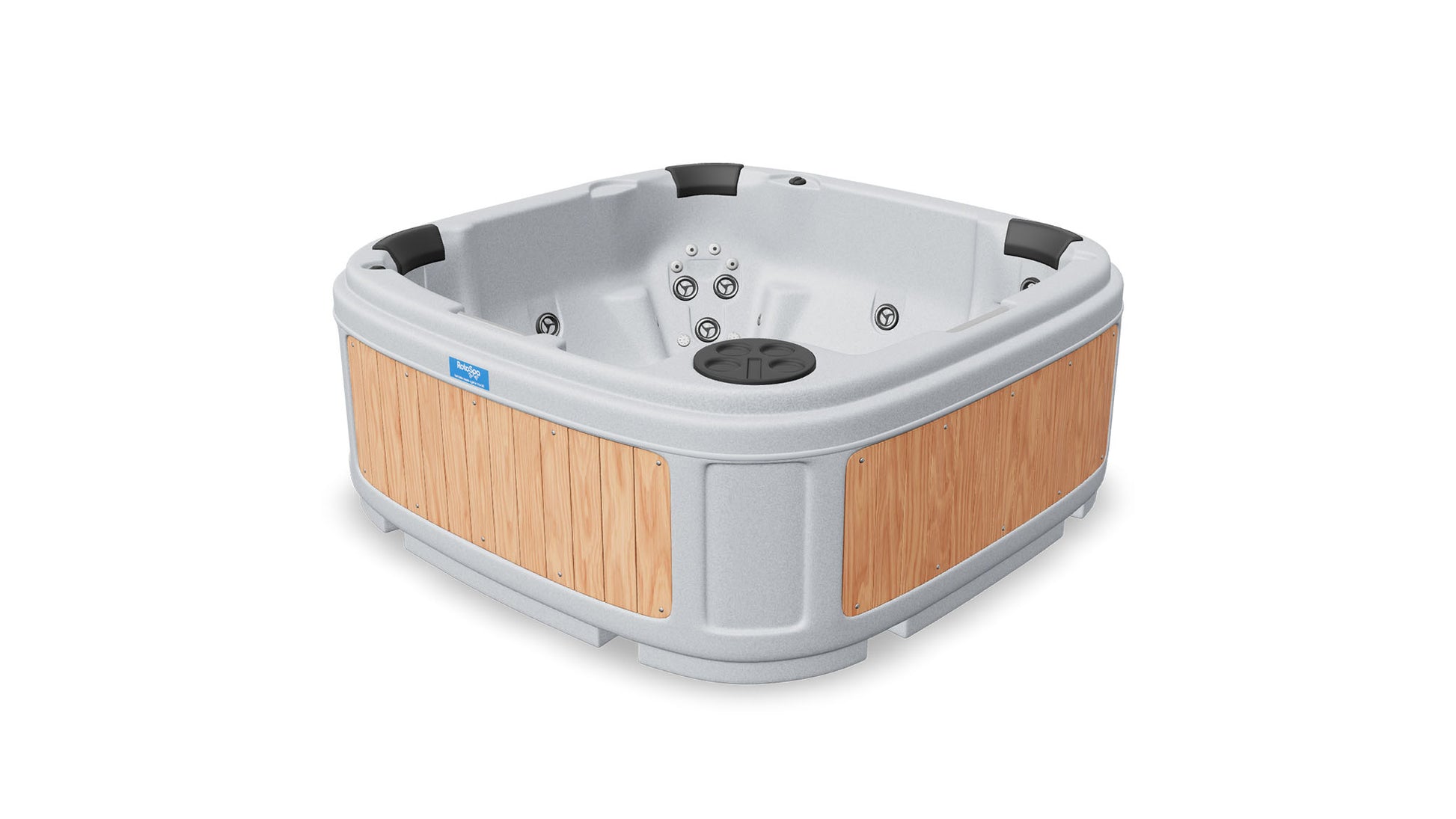 TheFoalyard RotoSpa DuraSpa S380 hot tub Light Grey with Teak panels 5 6 persons