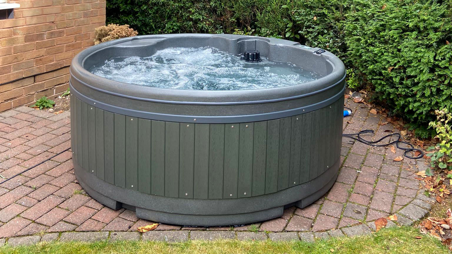 TheFoalyard RotoSpa OrbisSpa hot tub Granite Grey with Dark Grey panels British Made - premium bubbling jacuzzi home back garden patio
