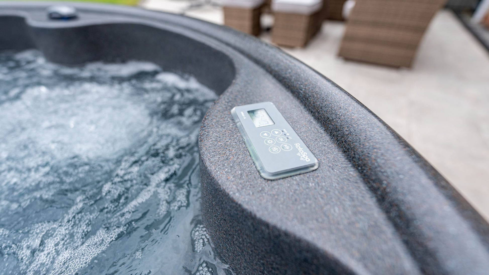 TheFoalyard RotoSpa OrbisSpa hot tub Granite Grey with Dark Grey panels British Made - premium home jacuzzi control board