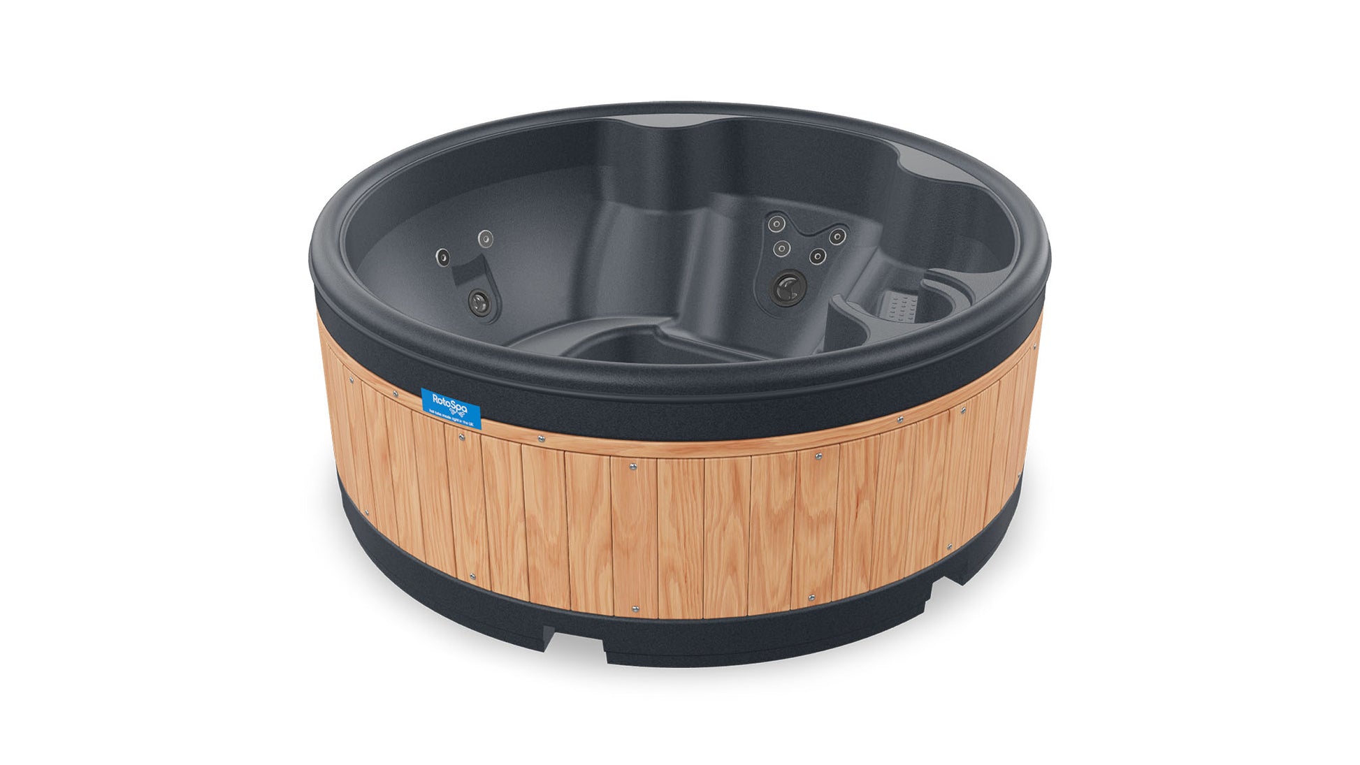 TheFoalyard RotoSpa OrbisSpa hot tub Granite Grey with Teak panels British Made