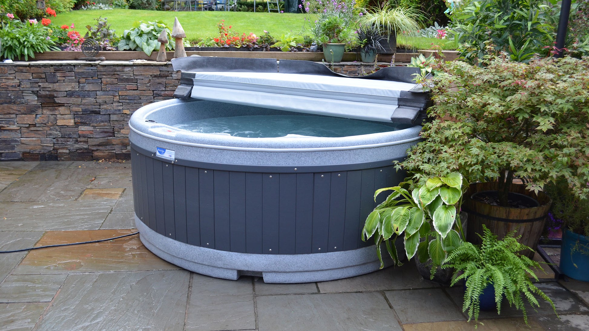 TheFoalyard RotoSpa OrbisSpa hot tub Light Dark Grey with Dark Grey panels British Made - cover home garden jacuzzi