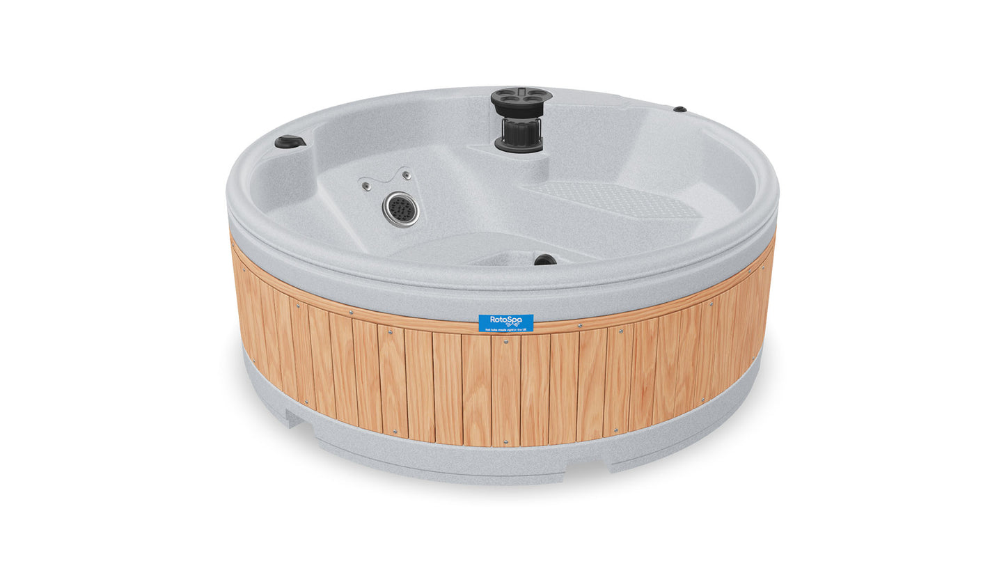 TheFoalyard RotoSpa QuatroSpa British made hot tub Light Grey shell with Teak panels 5 6 persons