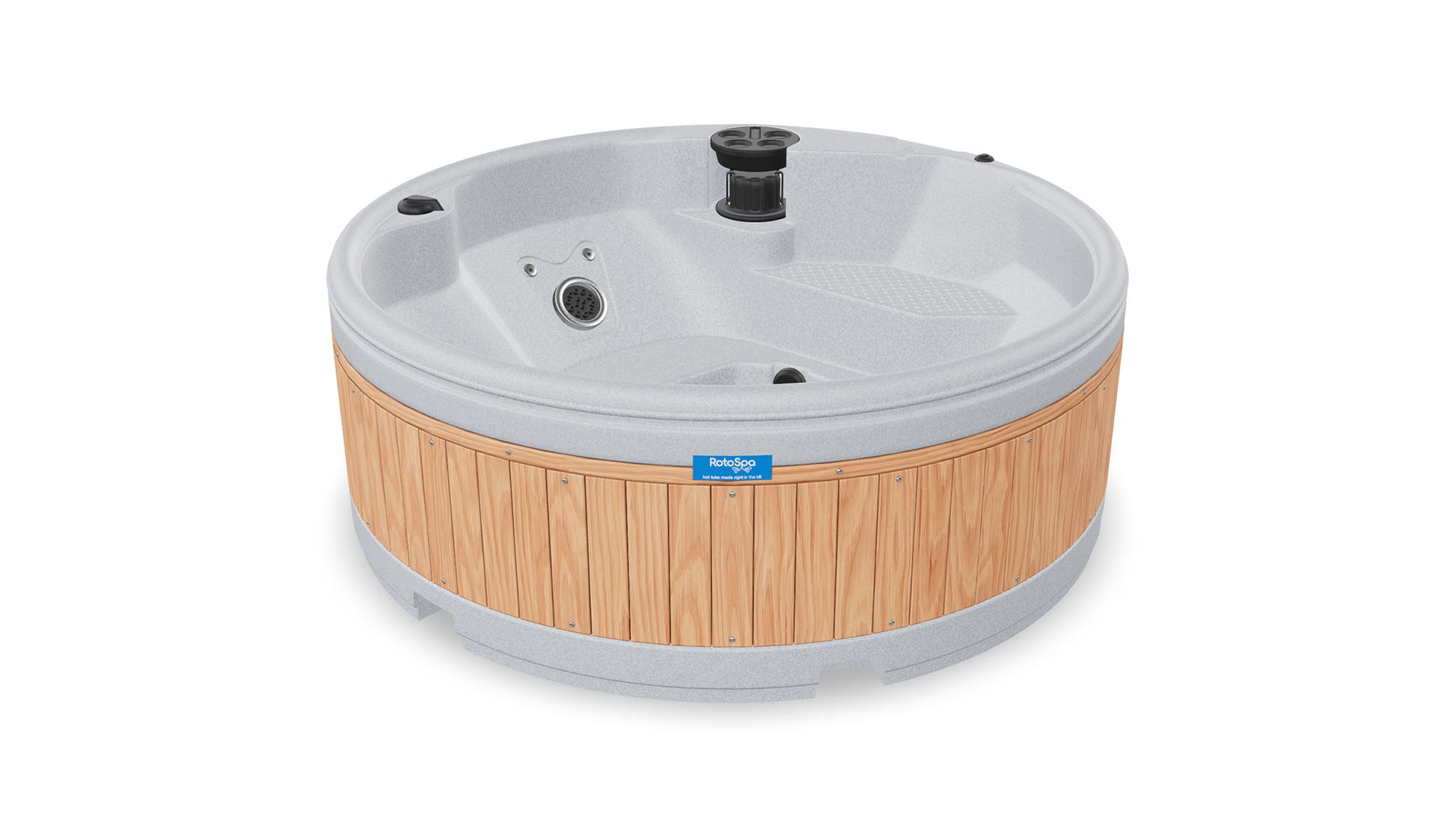 TheFoalyard RotoSpa QuatroSpa British made hot tub Light Grey shell with Teak panels 5 6 persons
