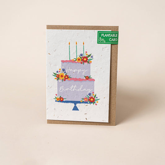 TheFoalyard Willsow Happy Birthday Cake Wildflowers Plantable Card