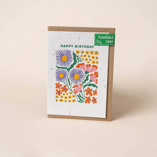 TheFoalyard Willsow Happy Birthday Flower Graphic Wildflowers Plantable Card