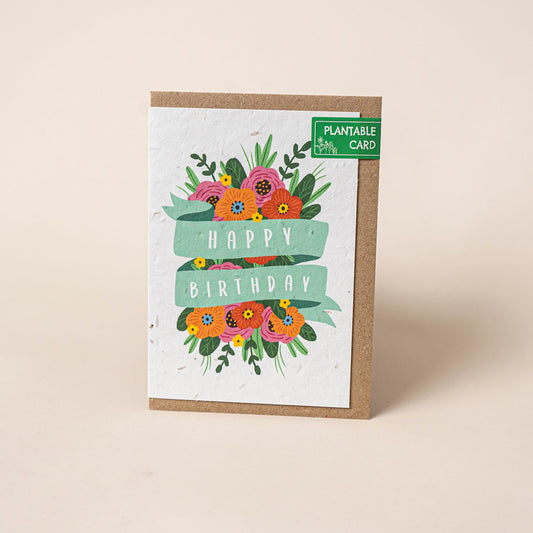 TheFoalyard Willsow Happy Birthday Ribbon Wildflowers Plantable Card