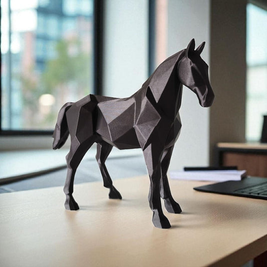 Sculpture #35 | Low-Poly Stallion Statue - Modern Geometric Horse Sculpture