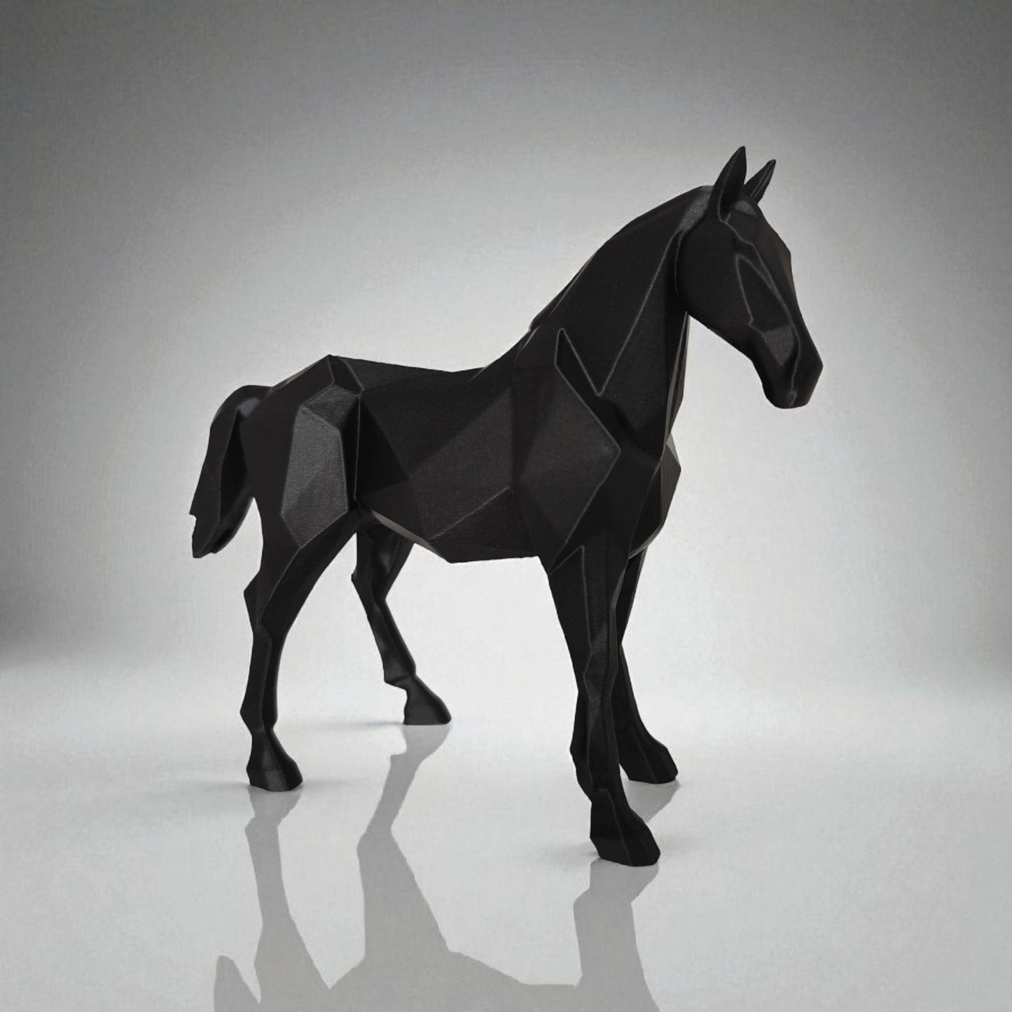 Sculpture #35 | Low-Poly Stallion Statue - Modern Geometric Horse Sculpture