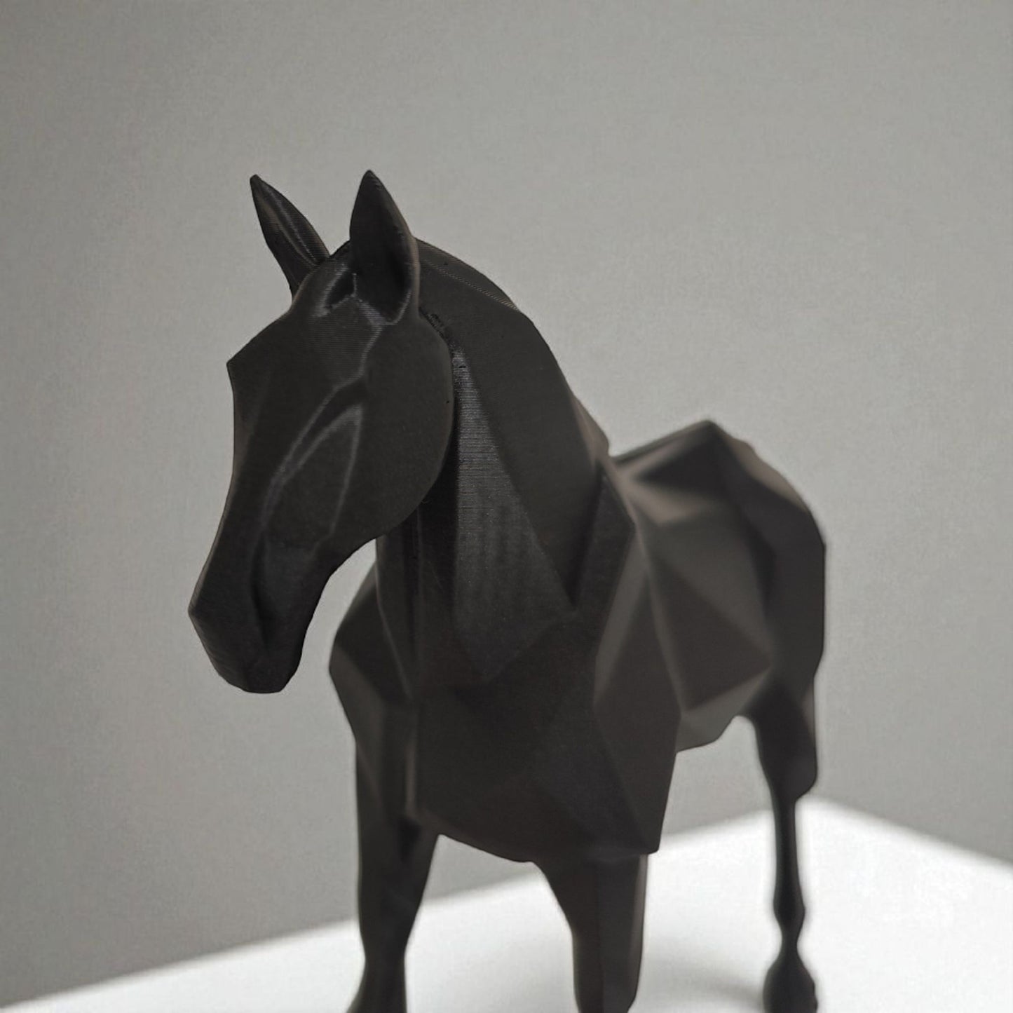 Sculpture #35 | Low-Poly Stallion Statue - Modern Geometric Horse Sculpture