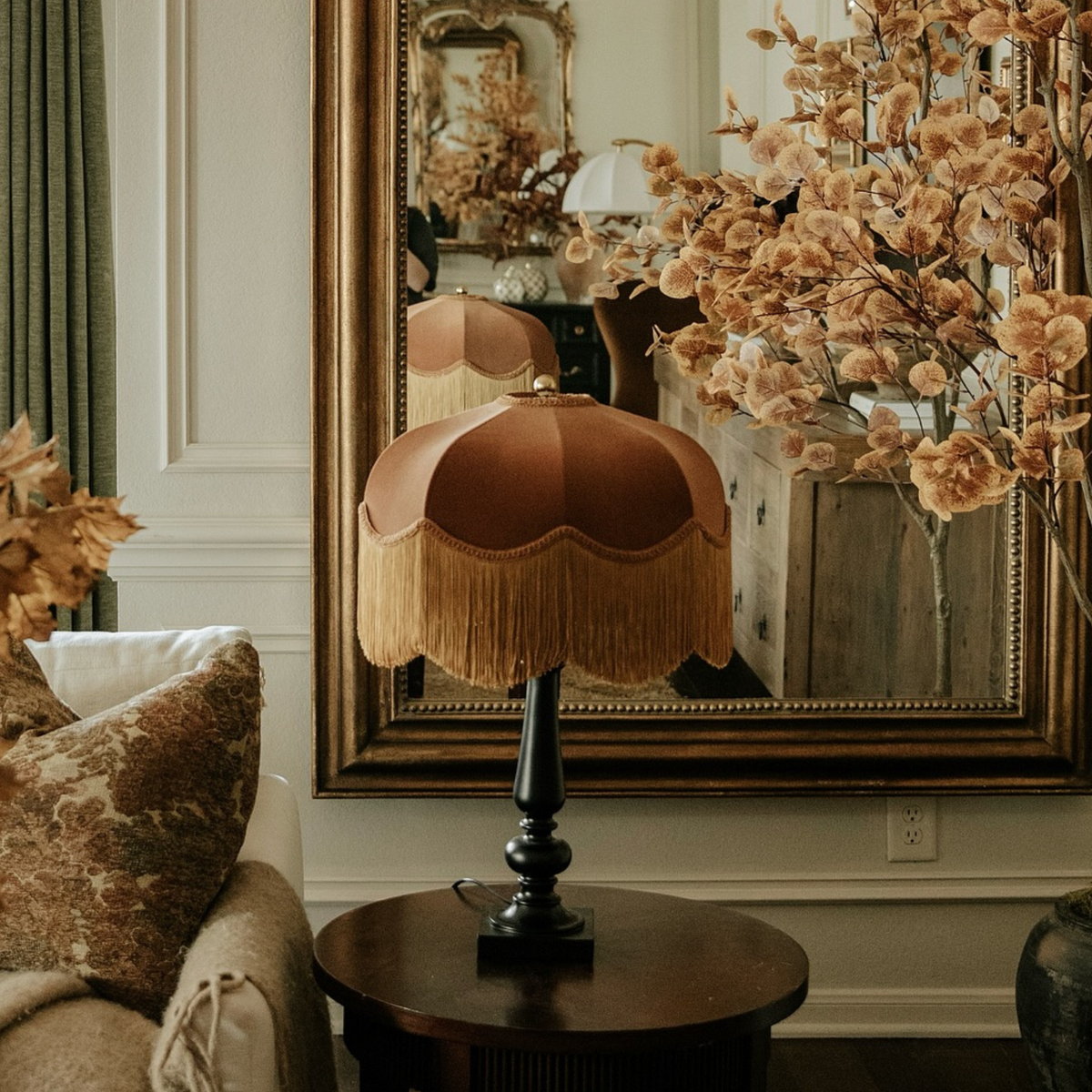 The Emmy Fringed Lampshade - golden fringe