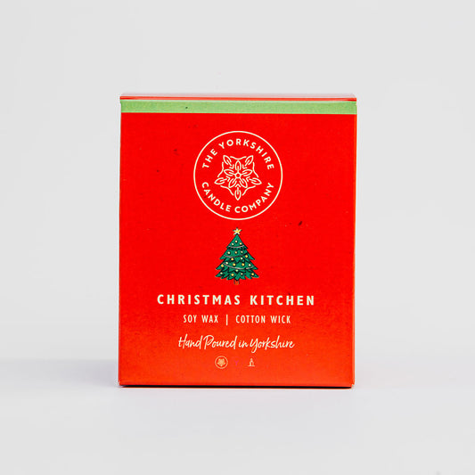 The Foalyard - Christmas Kitchen Candle in Glass Tumbler presentation box British Made by The Yorkshire Candle Company