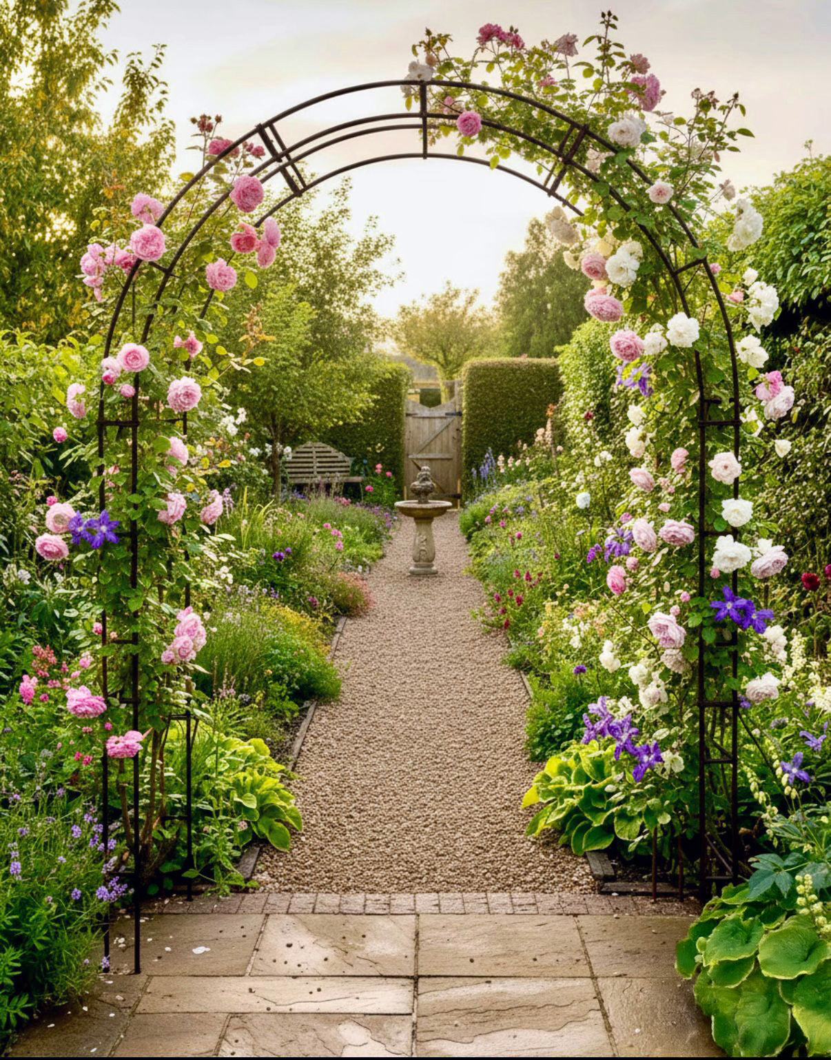 The Foalyard - PoppyForge Paris Arch - Antique Black - Rose and Clematis Arch