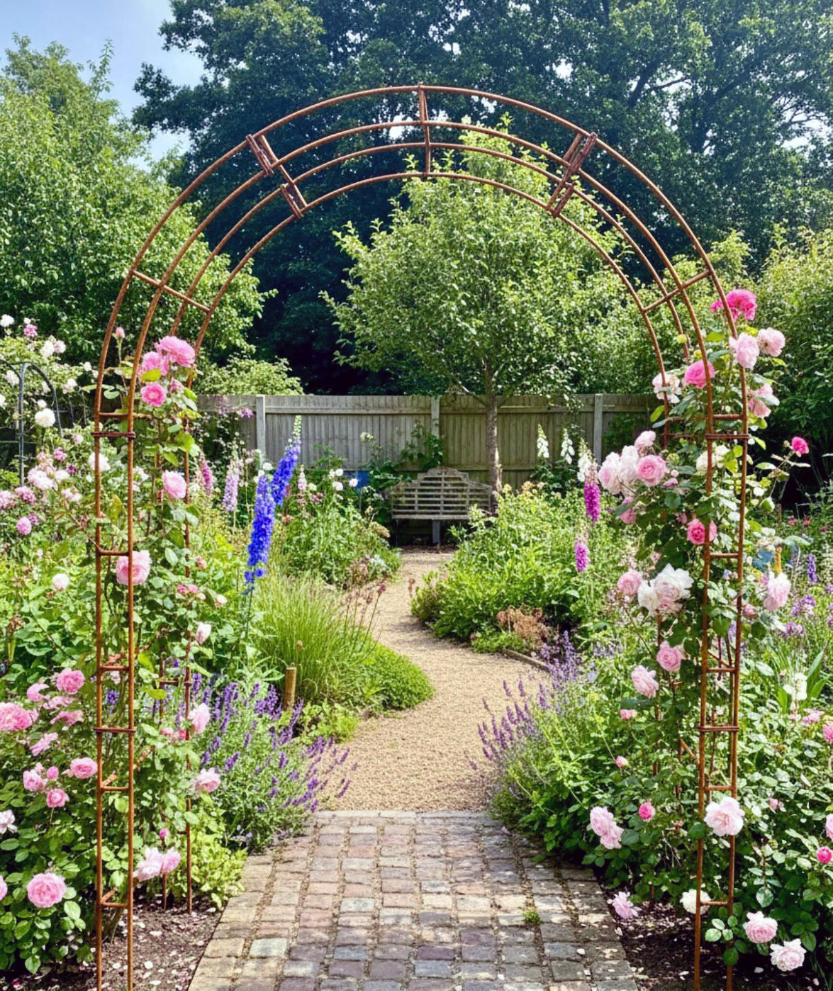 The Foalyard - PoppyForge Paris Arch - Bare Metal Ready to Rust - Climbing Roses Garden Arch
