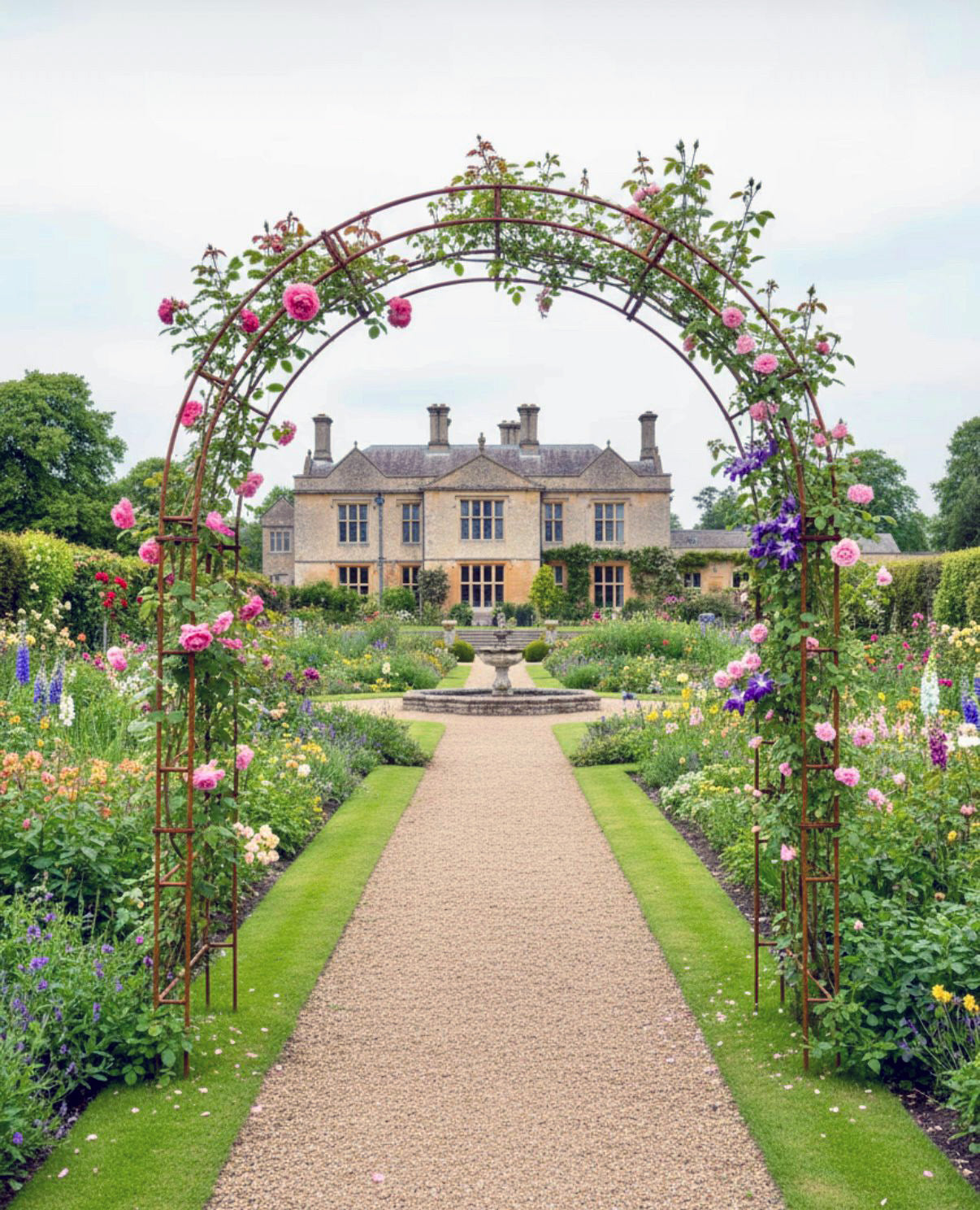 The Foalyard - PoppyForge Paris Arch - Bare Metal Ready to Rust - Rose Garden Path