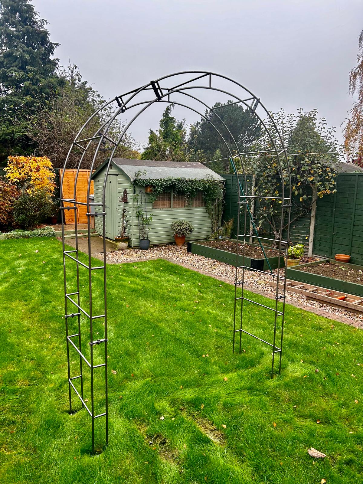 The Foalyard - PoppyForge Paris Arch - Bare Metal Ready to Rust - Solid Steel Climbing Plant Arch