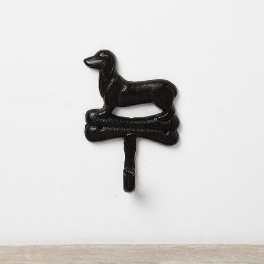 The Foalyard - Portland Living Dachshund Dog on Bone Cast Iron Hook - 14cm