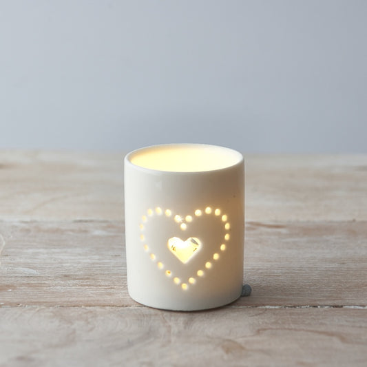 The Foalyard - Portland Living Dotted Heart Candle Holder - Ceramic 8cm