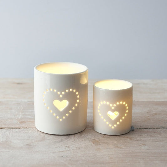 The Foalyard - Portland Living Dotted Heart Candle Holder - Ceramics 8cm