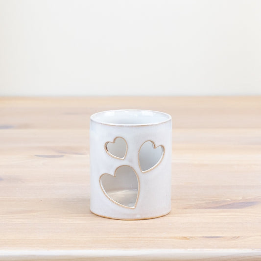 The Foalyard - Portland Living Hearts Cut-Out Candle Holder - Porcelain 8cm