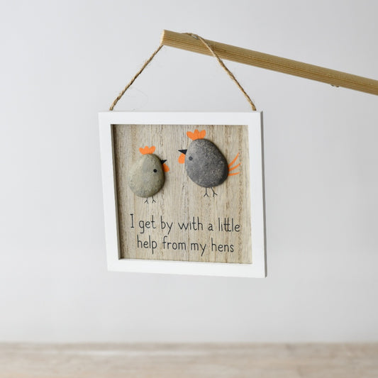 The Foalyard - Portland Living I get by with a little help from my hens - Hanging Pebble Plaque.jpg