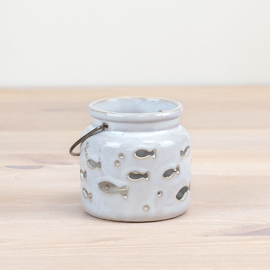 The Foalyard - Portland Living Porcelain Fish Cut-Out Candle Holder 8cm - Coastal Style