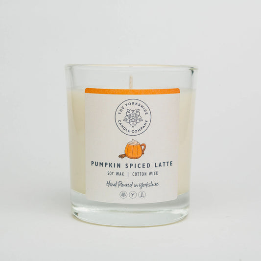 The Foalyard - Pumpkin Spiced Latte Candle in Glass Tumbler - British Made by The Yorkshire Candle Company