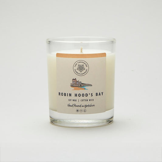 https://download.thefoalyard.co.uk/Yorkshire/The Foalyard - Robin Hoods Bay Candle Glass Tumbler British Made by The Yorkshire Candle Company