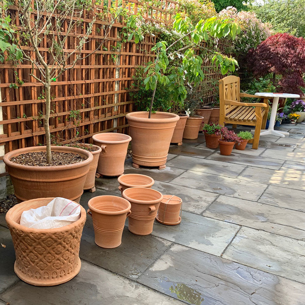 The Foalyard - Sitia Cretan Terracotta Large Frost-Proof Planters H75 x D75cm garden patio premium quality decor - 50 years guarantee - The Terracotta Pot Company - Cretan Ceramics by Andonis Araviakis