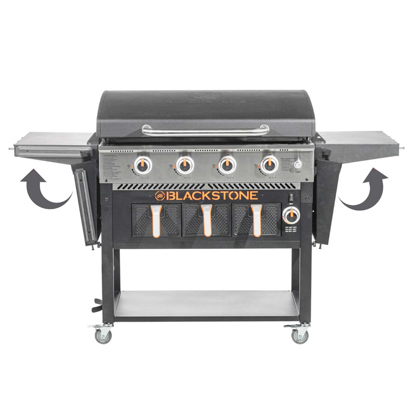 The Foalyard Blackstone 36-inch Gas Griddle Plus AirFryer Combo and Hood - folding side shelfs