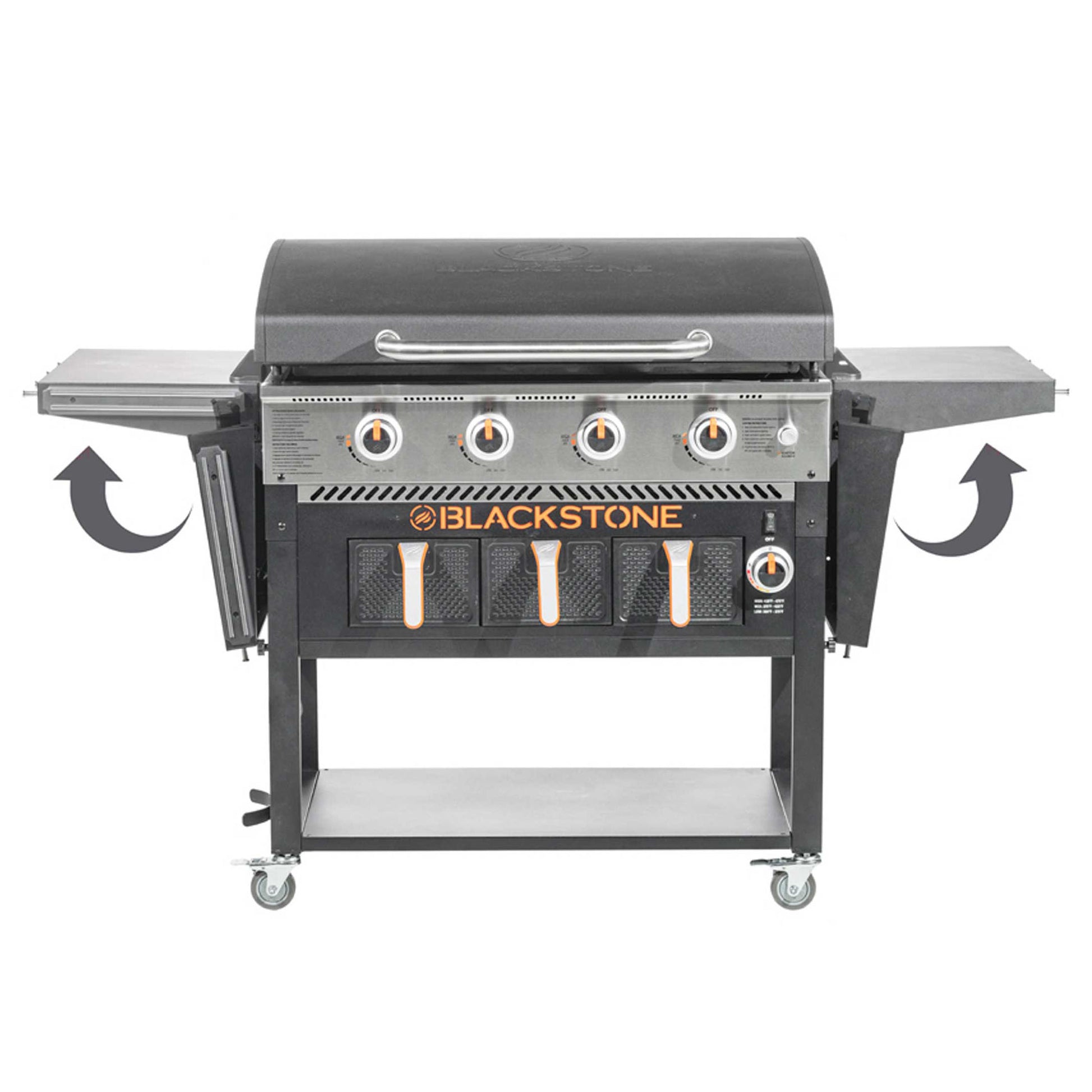 The Foalyard Blackstone 36-inch Gas Griddle Plus AirFryer Combo and Hood - folding side shelfs