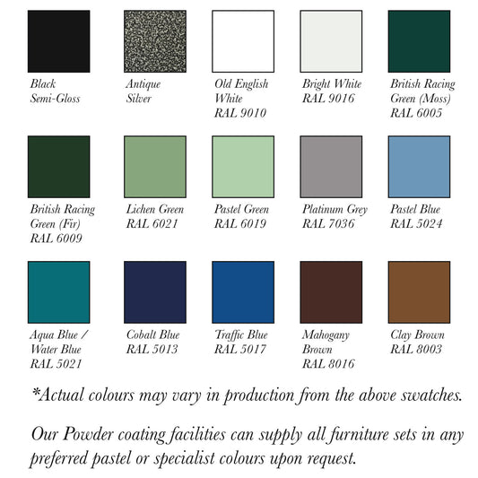 The Foalyard Jardine Leisure Aluminium Garden Furniture colours finish